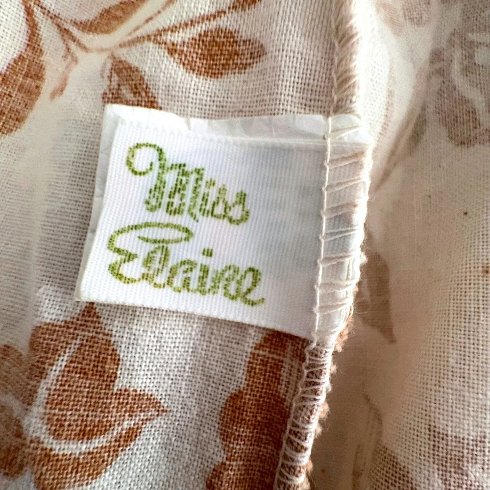 Vtg Miss Elaine Floral Maxi Dress Psychedelic Orange Brown 70s Bohemian Mod L - Picture 5 of 6